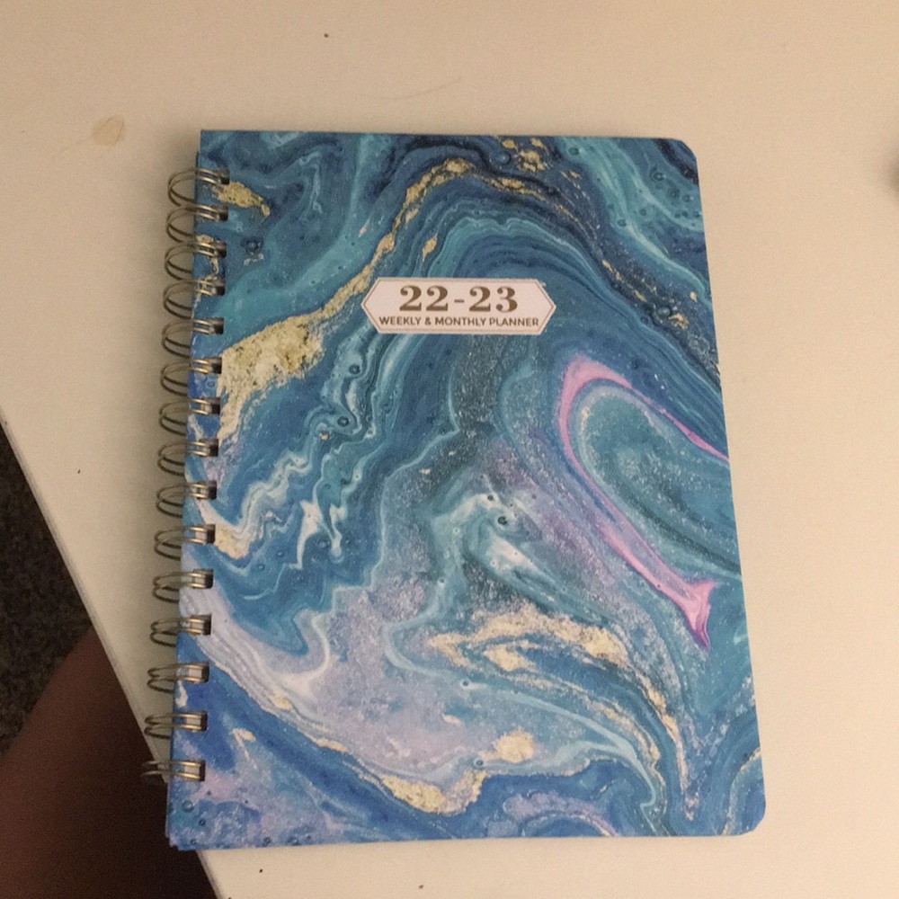 Blue and gold marble 2022-2022 *untouched* weekly and monthly planner <3